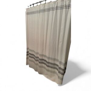 Bee & Willow 100% Cotton off white/grey stripe shower curtain NEW